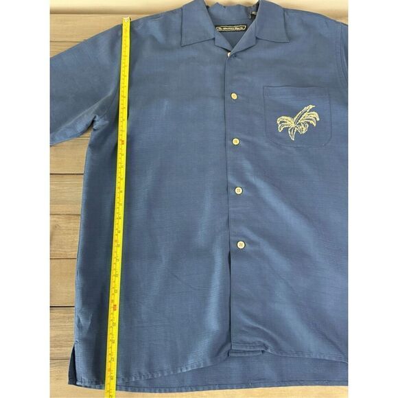 Havanera Tropical Blue Embroidered Palm Tree Resort Button Shirt Size Medium - Picture 10 of 10